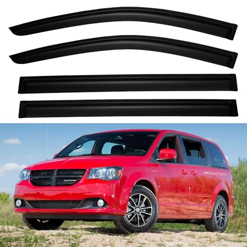 Window Visors Rain Guards for 2008-2020 Dodge Grand Caravan, Out-Channel Window Vent Wind Deflectors Visors Shades for 2008-2016 Chrysler Town Country, 2009-2012 Volkswagen (VW) Routan