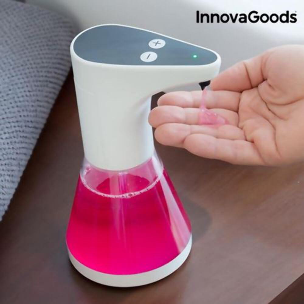 InnovaGoods - Automatischer Seifenspender mit Sensor, Modernes Design, 5 Intensitätsstufen, LED-Betriebsanzeige, Weiß, Einheitsgröße, Kunststoff