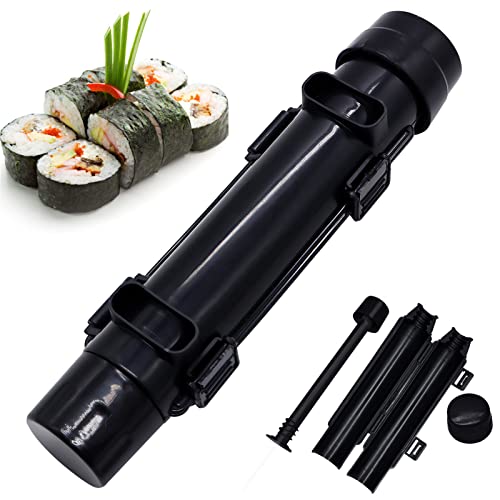 Yeelua Kit de rouleau à sushis multifonction Bazooka - Rouleau à sushi - Moule à sushis pour DIY - Multifonctions - Viande de légumes - Noir