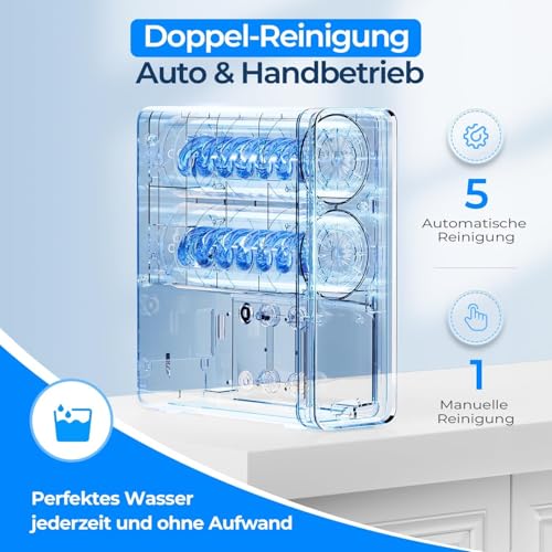 Ecoviva Umkehrosmose-Wasserfiltersystem, 600GPD Umkehrosmoseanlage Trinkwasser, 8-Stufen-Filtration osmoseanlage, 2,5:1 Rein zu Abfluss Verhältnis, RO & Gefiltertes Wasser Optionen Schwarz