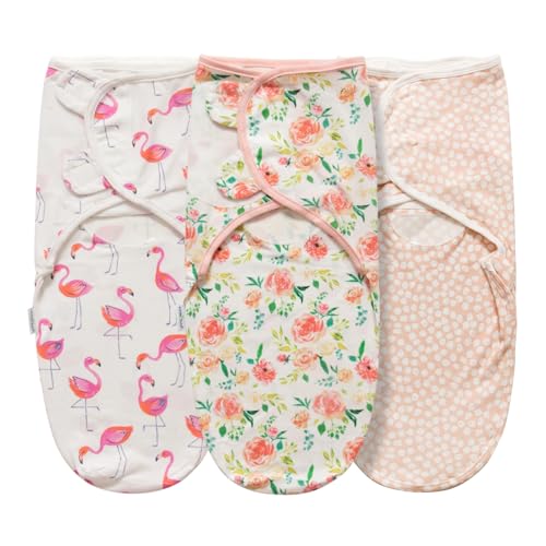 Image of Baby Swaddle Blanket, 3 Pack Newborn Swaddles 0-3-Months, Small-Medium Easy Change Infant Wrap, Infant Swaddling Sack, Adjustable Swaddle Blanket (Pink Flowers)