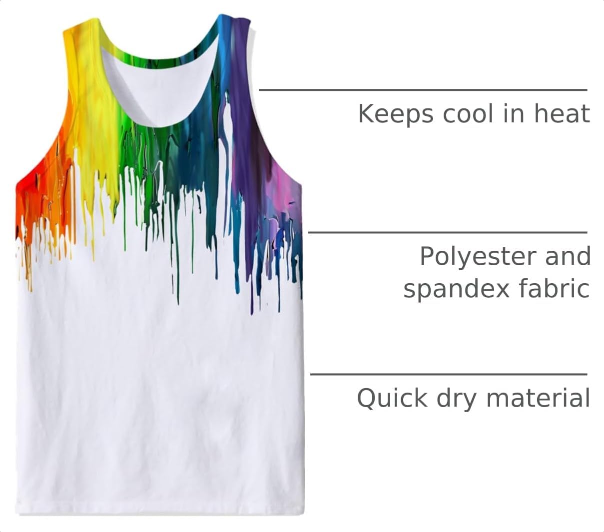 RAISEVERN Mens Tank Tops Summer Sleeveless Tee Beach Cool Workout T-Shirts