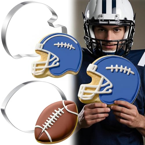 Teenyyou 2 Pcs 7.56 Inch Large Football Cookie Cutter Football