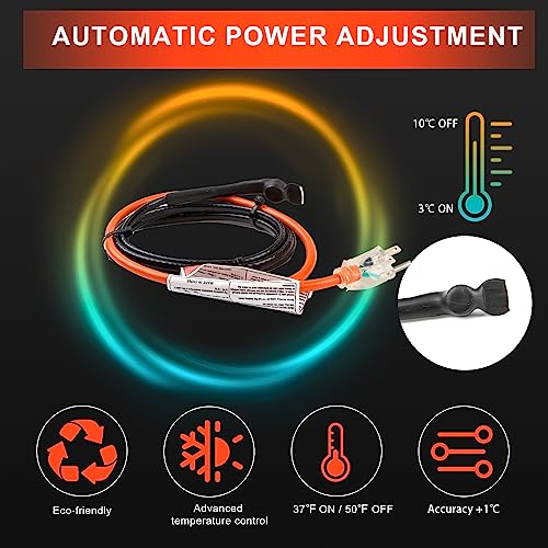 HEATIT Durable Heat Tape For Water Pipes Freeze Protection Builtin Thermostat