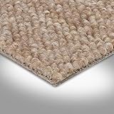 Schlingen-Teppichboden Muster in der Farbe Helles Beige Meliert | weiche & strapazierfähige Auslegeware | zugeschnittener Bodenbelag | Meterware | gemütliche Teppichfliesen