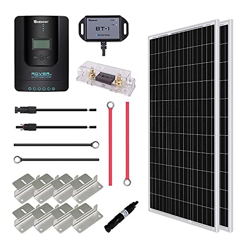 Renogy 200w 12v monocrystalline solar premium kit rover 20a, mppt…