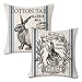 Faromily Vintage Farmhouse Bunny Throw Pillow Covers Retro Farm Rabbit Feed Home Décor Cotton Linen Throw Pillow Case Cushion Cover 18" X 18" Set of 2 (Vintage Rabbit)
