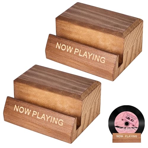 2 Stück Vinyl Schallplatten Schallplattenhalter: Schallplatten Aufbewahrung Vinyl Regal Holz für 1,4 cm Dicke Schallplatten & LP-Alben, LP Ständer für Einzelne CDs & Ihre Lieblingsschallplatten
