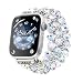 Fohuas Compatible for Apple Watch Bracelet 38mm 40mm Series 4 3 2 1, Luxury Crystal Beads iWatch Band Fashion Metal Chain Elastic Stretch Wristband Strap for Women Girl, White