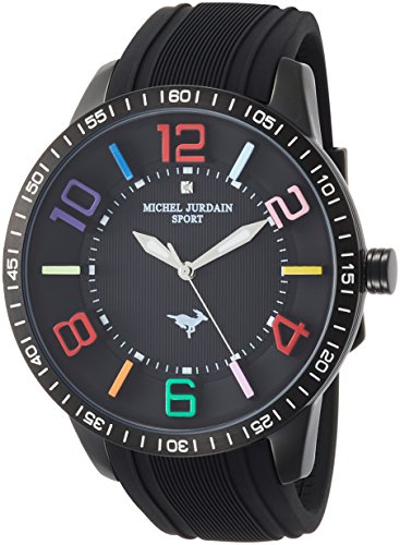 [ミッシェルジョルダン]michel Jurdain 腕時計 1Pダイヤモンド ステンレス ケース シリコン ベルト ウォッチ ブラック×ブラック MJ-7700-1 メンズ