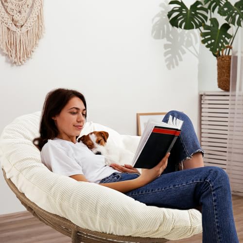 HOMBYS Cover for Papasan Cushion, Soft Slipcover Only (Without Cushion), Removable and Machine Washable Chair Covers with Elastic Closure (Fits 48-50 inch, Cream White) by HOMBYS - Used condition - Image 6