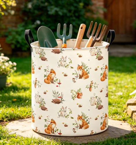 Image of CLOCOR Large Laundry Basket,Waterproof Fabric Storage Container,Room Decor(Watercolor Fox
