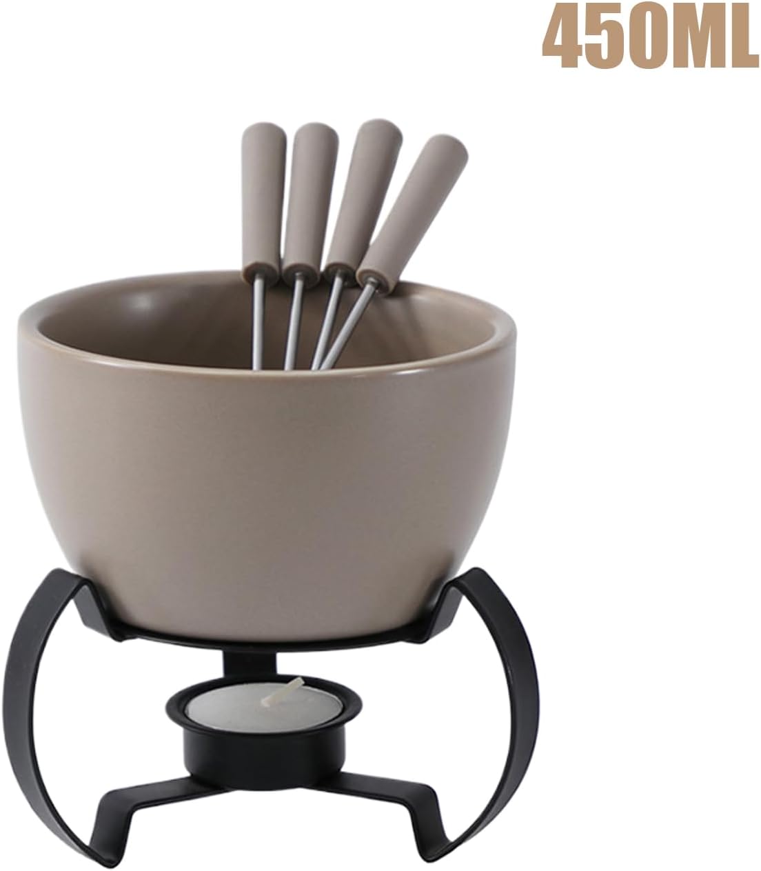 Chocolate Fondue Cup, Break-Resistant Design, Ceramic Material, Mini Melting Mug, Dessert Fondue Pot, Multi-Serving Capacity, with Forks, For Home Kitchen Parties Picnics