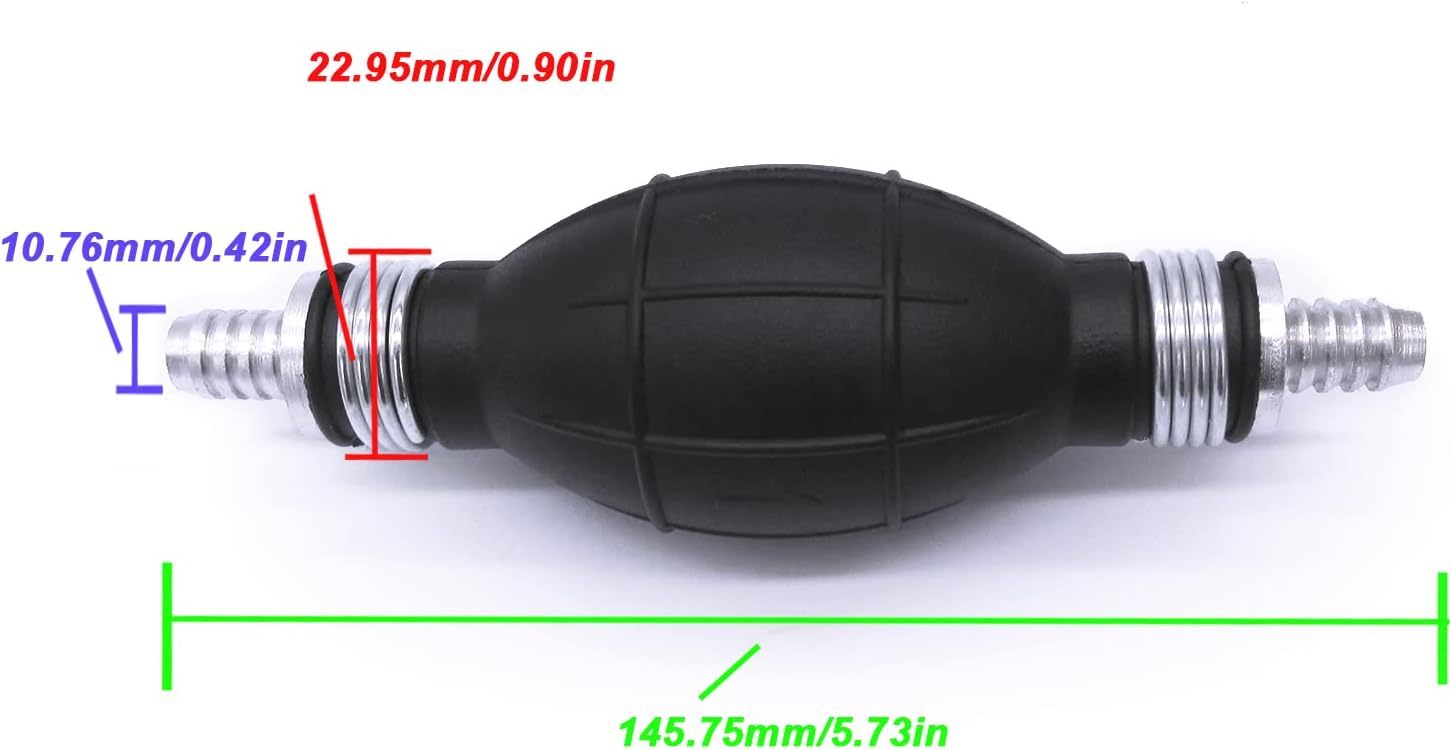 9001080A 50073805 73805 Rubber Transfer Vacuum Fuel Pump Fuel Line Hand Primer Bulb Marine Gas Siphon Hand Pump for Car/Boat/Marine/Motorcycle, 10mm 3/8", 2pcs