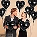 12 Pcs Black Heart Balloons,18 Inch Heart Foil Mylar Balloons,Black Birthday Decoration,Love Balloons Valentine Balloon for Birthday Party Wedding Baby Shower Valentine Day Decorations (black)