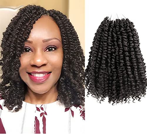 WUDAS 10 Inch Passion Twist Hair Pretwisted 2 Packs Prelooped Passion Twist Crochet Hair Short Curly End Crochet Braids（2pcs,4#）