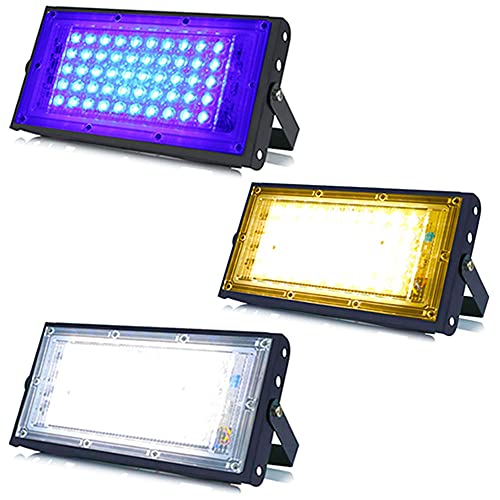 Image of MLD BL2544 50w Led Flood Lights IP66 Waterproof Indoor Outdoor Led Brick Focus Street Light Multi Color Combo Set | Blue, Yellow, White| Pack of 3