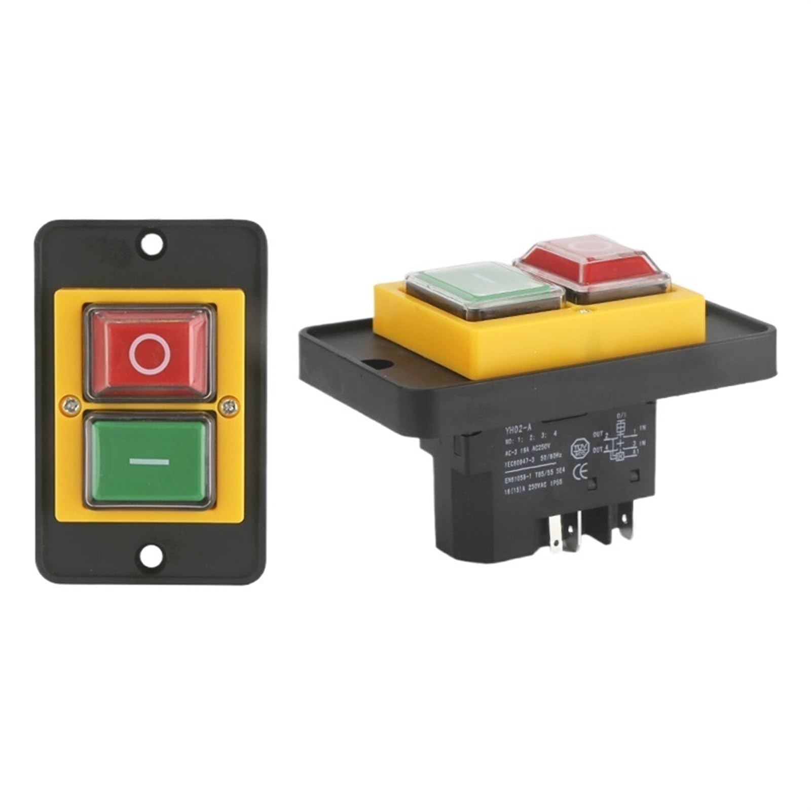 Interrupteur électromagnétique YH02-A YH01-A 110V 220V, 1 pièce, bouton poussoir de démarrage, grand panneau(4PIN Socket,220V)
