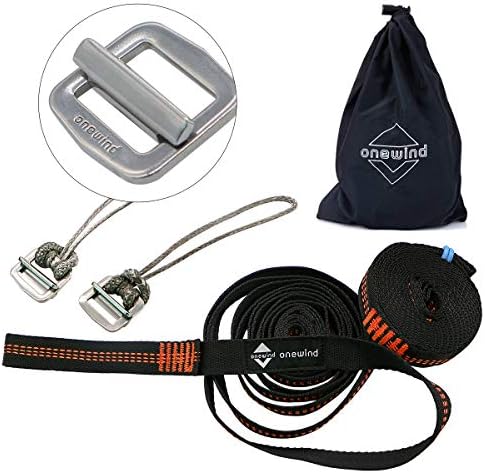Onewind 2 * 10Ft Hammock Straps Set, Heavy Duty Camping Tree-Friendly Straps Hanging Kit with Safety Lock Cinch Buckle 1 Inch Wide 1500 LBS Durable Lightweight No-Stretch and Easy to Set Up