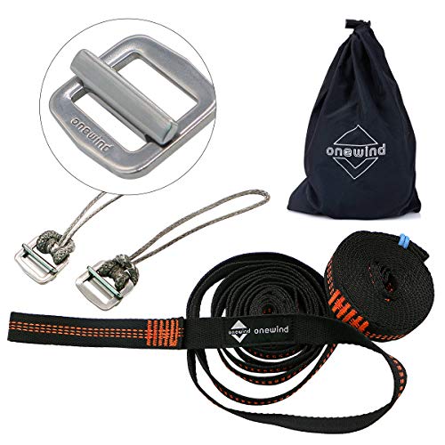 Onewind 2 * 10Ft Hammock Straps Set, Heavy Duty Camping Tree-Friendly Straps Hanging Kit With Safety Lock Cinch Buckle 1 Inch Wide 1500 Lbs Durable Lightweight No-Stretch And Easy To Set Up #TOP6