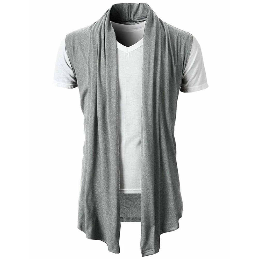 ZBDP Ärmellose Jacke für Frühling und Sommer, für Herren, Straßenmode, Strickjacke, Punk, Hip-Hop-Weste für Herren, Weste