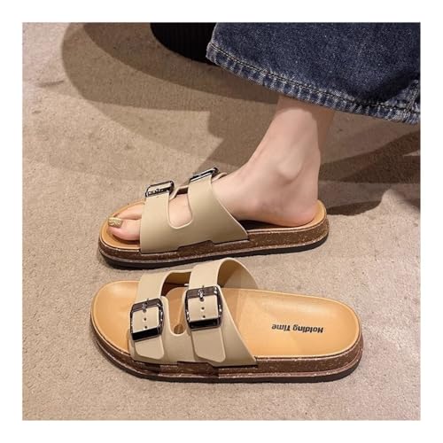 Sandals, Damen-Sommerpantoffeln, Verstellbar, Weiche Sohle, Flache Sandalen Slippers(7.5)2