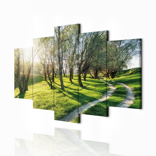 Toile forêt 200x100 en 5 pièces : une peinture sur toile haut de gamme