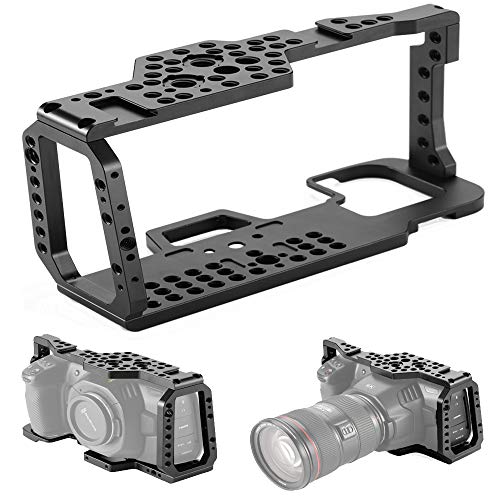 Sutefoto Cage de Caméra Compatible pour BMPCC 4K 6K Caméra de Poche 4K 6K Blackmagic Design avec Monture à Froid Universelle 1/4" 3/8"