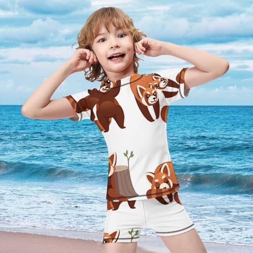 Cute Red PandaChildren's Swimsuits Boys Two Piece Suit7-9Y（120cm）2