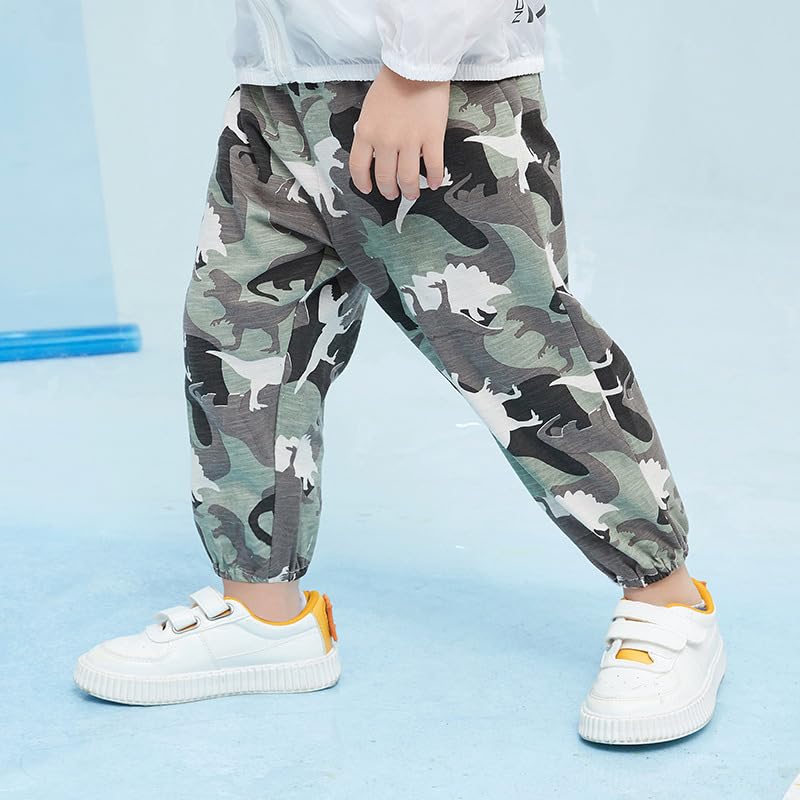 Irsutey Toddler Boys Cotton Pull-On Sweatpants Dino Camouflage Cartoon Print Jog Sweatpants Casual Sport Summer Pants2