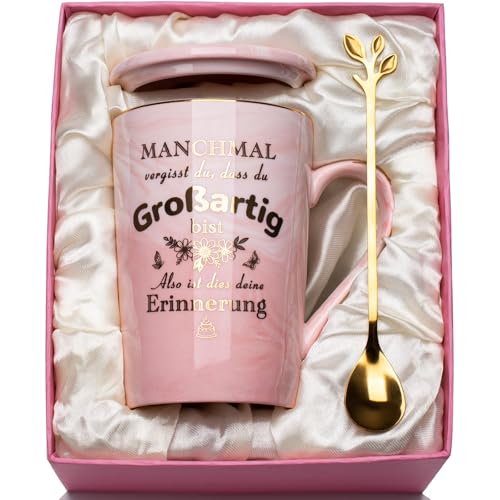 Geschenke für Frauen, Geburtstagsgeschenk für Frauen Tasse 400ml, Geschenk Freundin Geschenk Frauen Geburtstag Rosa Marmor Kaffeetasse… – Ansicht 1