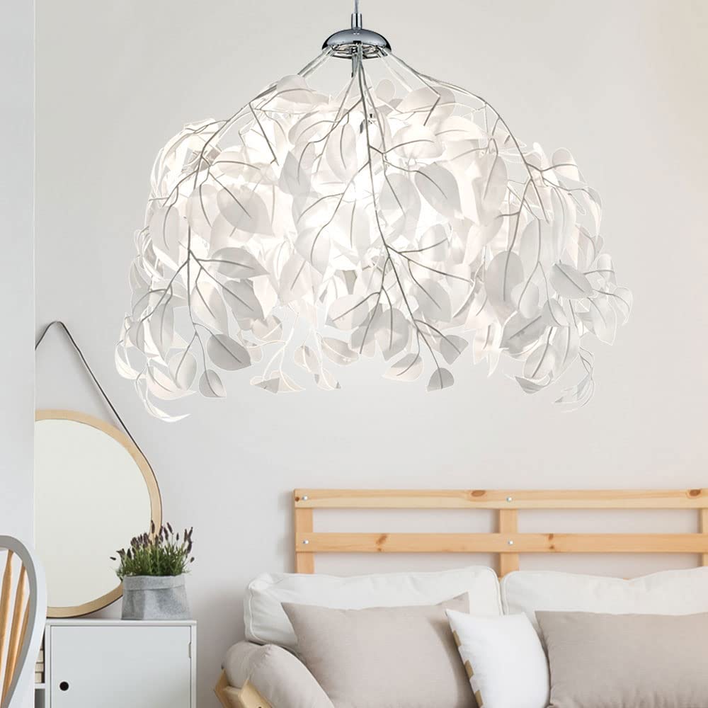 Reality R10461901 Leavy Lampada a Sospensione, 38x38x150 cm, Bianco