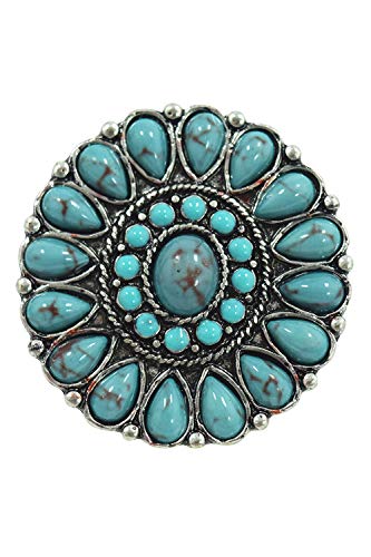 Skelapparel Bohemian Squash Blossom Faux Turquoise Ring Squash Blossom Turquoise Ring