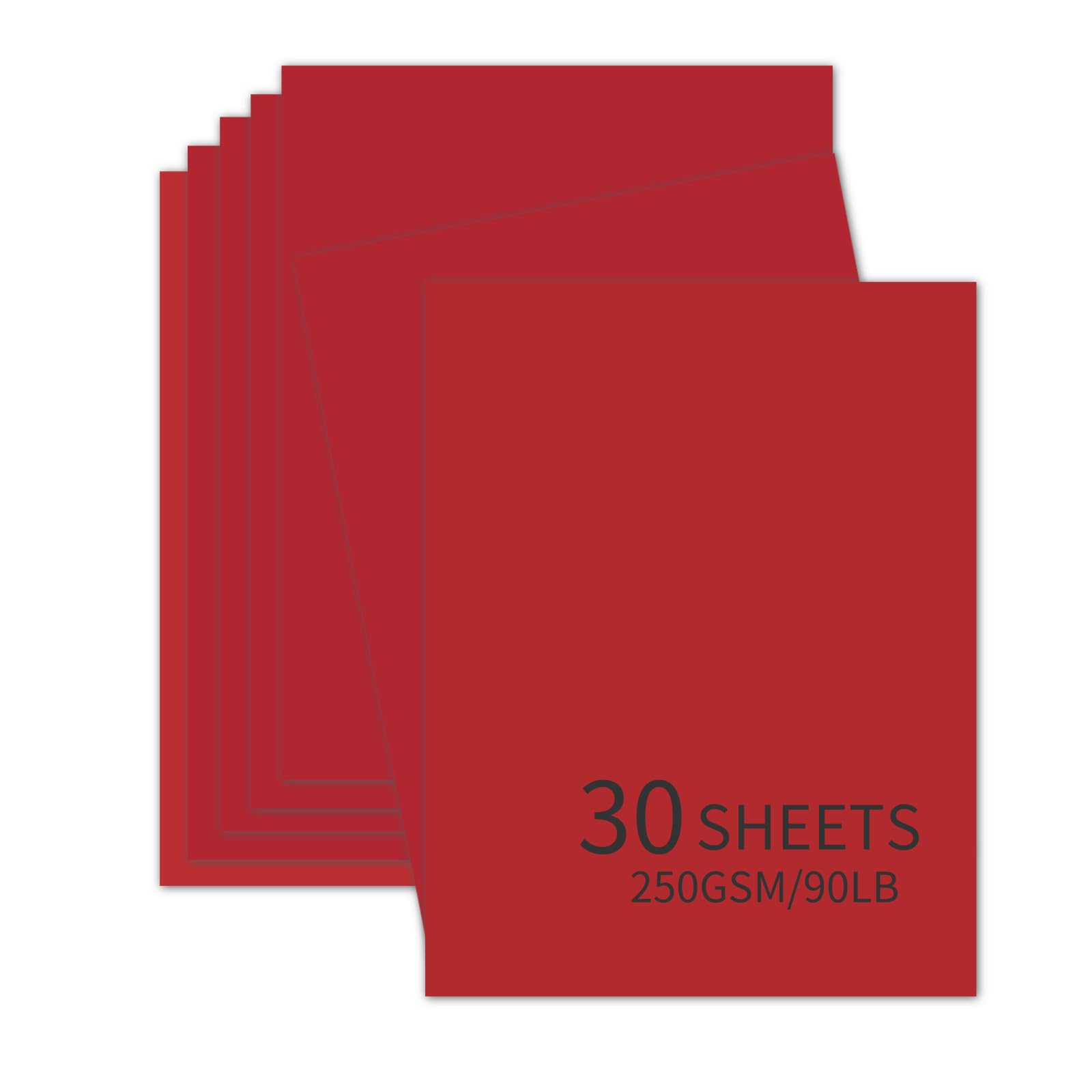 30 Sheets Red Cardstock 8.5'' x 11'', 250gsm/90lb Heavyweight Cover Cardstock Paper, Thick and Smooth Card Stock Perfect for Invitations, Menus, DIY