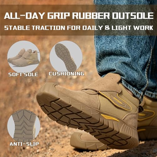 Image of Welding Work Boots for Men Women Slip on Steel Toe Safety Shoes Comfortable Indestructible Work Boots Puncture Proof Lightweight Breathable Construction Shoes