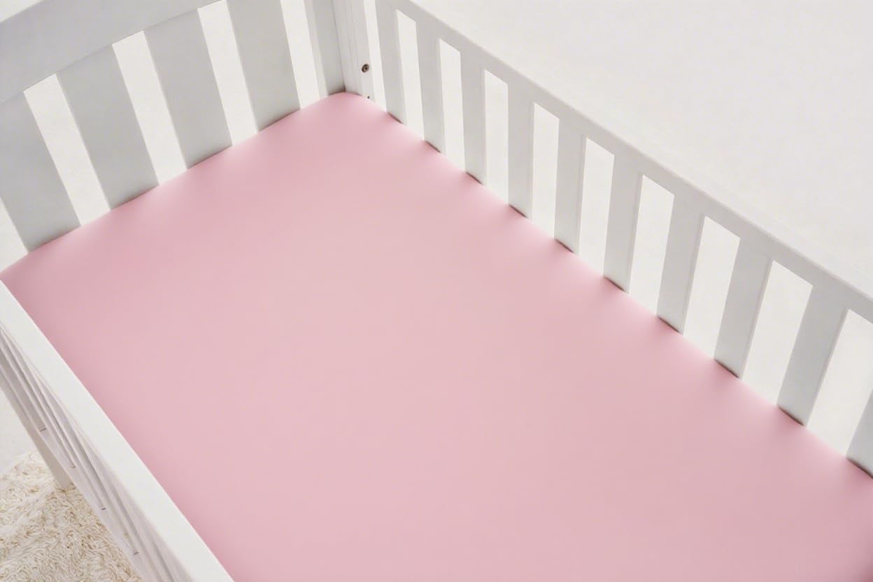 American Baby Company 2 Pack Fitted Crib Sheets 52" x 28" - Ultra Soft Microfiber Crib and Toddler Bed Sheets, White/Pink, Neutral for Boys & Girls