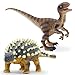 Gemini&Genius Ankylosaurus and Velociraptor Dinosaur Toys for Kids, Lifelike Dino Action Figures, Great for Collection Gifts, Cake Toppers, Toddler Stocking Stuffers, Kids Fun Party Favors