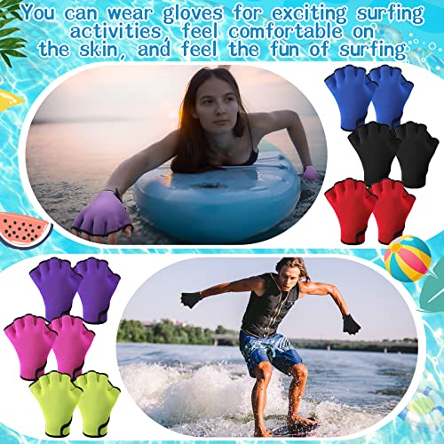 6 Pairs Swimming Gloves Aquatic Gloves Webbed Swim Gloves Training Fitness Water Resistance Gloves For Swimming Diving Water Aerobics Aquatic Fitness Exercise (Large) #TOP5