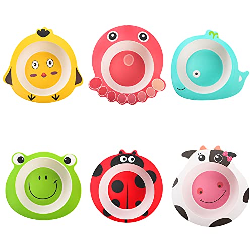 Zeayea 6 Pack Bamboo Kids Bowls, 12 Oz Durable Animal Shape Bowls For Kids Children, Bpa Free Reusable Snack Bowl, Dinner Tableware For Serving Soup, Cereal, Pasta, Ice Cream #TOP10