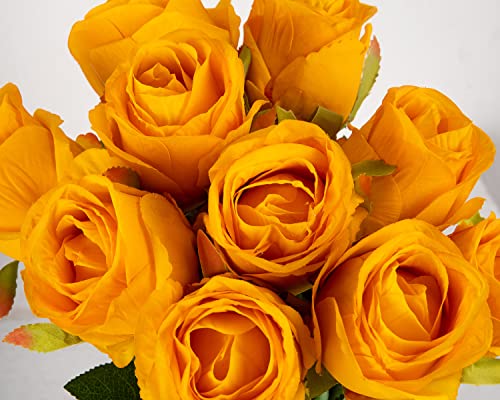 DuHouse 10pcs Artificial Silk Roses Flowers Single Long Stem Fake Rose Bouquet for Wedding Home Party Decoration Centerpieces(Orange) - Image 4
