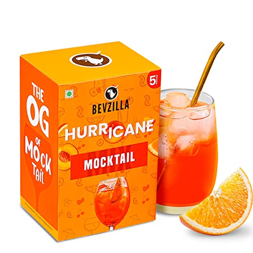 Image of Bevzilla Mocktail Mixer Powder - Hurricane (5 Pouches), Non Alcoholic| Makes 5 Drink| Refreshing| Low Calories| Instant Mocktail| Easy To Make| Party Mixer for Drinks