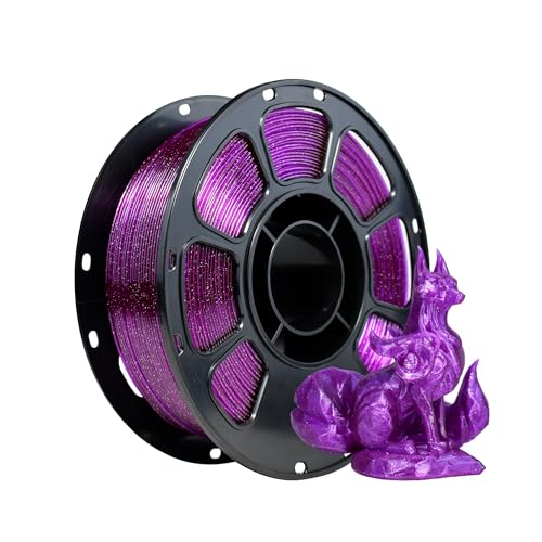 iBOSS Glitter PETG Filament 1.75mm, Transparent 3D Printer Filament Shiny Sparkle Material with Glitter, Flash Point Series 1KG Spool, fit Most FDM 3D Printers, PETG Glitter Purple Red