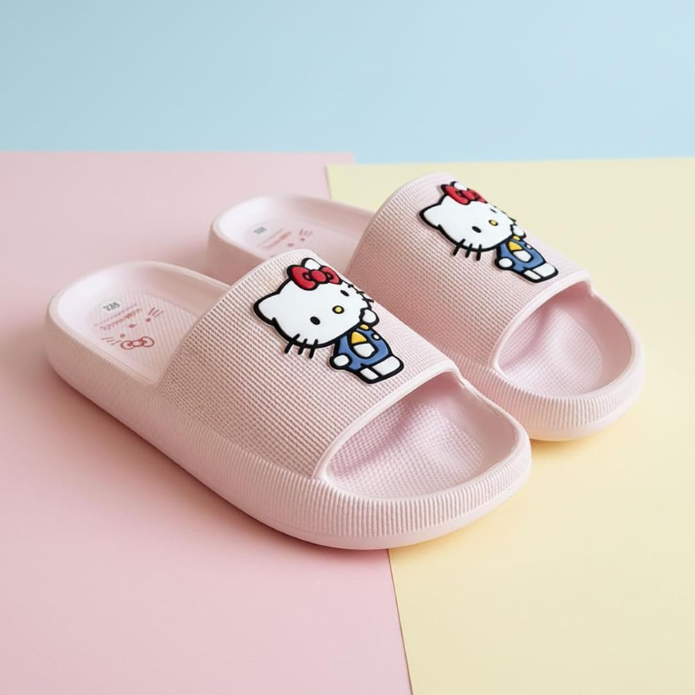 Eva Hello Kitty japonki dla chłopców i dziewcząt - antypoślizgowe sandały plażowe Hello Kitty dla dzieci, wygodne i lekkie klapki na basen, lato i do codziennego użytku