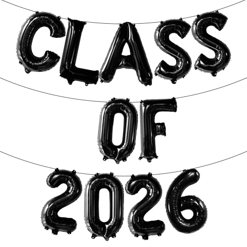 Image of KatchOn, Black Class of 2026 Balloons, 16 Inch, Graduation Decorations Class of 2026 Balloons Black Grad Balloons Party Decoration, 2026 Graduation Decorations, Graduation Party Decorations
