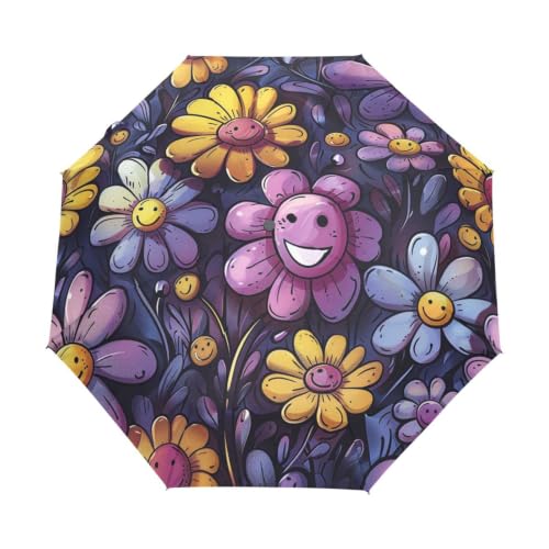 Parapluie automatique anti-UV ultra-léger à fleurs pour la plage