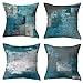 Federe Cuscini Divano 50x50cm Set di 4 Decorativi Cuscini Divano Marmo turchese Copricuscini Quadrate Federa per Cuscino Moderno Casa Lino Copri Cuscini per Esterno Giardino Soggirno Letto