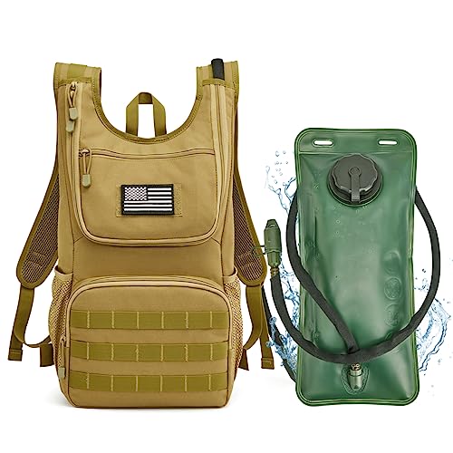 G4Free Mochila táctica Molle de hidratación militar con bolsa de agua de 2 litros para senderismo, correr, ciclismo, ciclismo