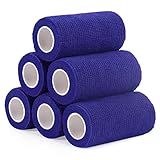 Haftbandage Verband Selbstklebender 10cm x 4,5m, 6 Rollen Fixierbinde Selbsthaftend Kohäsive Bandage für Erste Hilfe Dog Tierarztwickelband Sport Elastische Binde für Handgelenk, Füße (Blau)