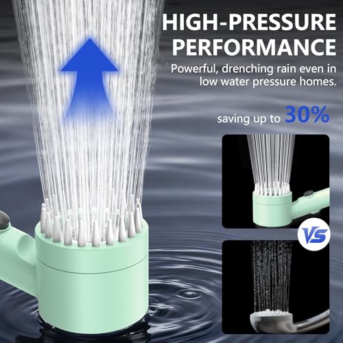 Image of PWERAN Filtered Head Shower, High Pressure Water Flow and Multiple Spray Modes Head Shower for Bath, Power Wash for Hard Water with ON /OFF Switch for Bath (Gray)