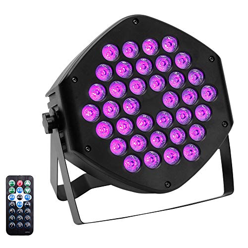 Stage Lights 36 LED Par Lights Indoor for Party Disco Wedding with Remote and DMX Control Sound Activated RGB Party Lights (UV Lights) Stage Lights 36 LED Par Lights Indoor for Party Disco Wedding with Remote and DMX Control Sound Activated RGB Party Lights (UV Lights)